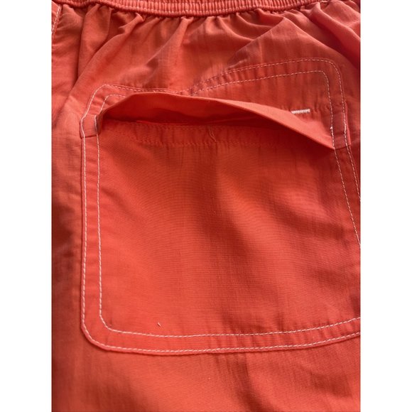 Catalina Shorts Womens Large Orange Nylon Swim Trunks Elastic Pockets Piping VTG - Picture 8 of 14